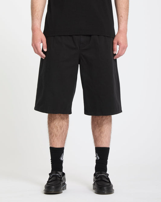 Chillow Pleat 24 in Elasticated Waist Chino Short - Black