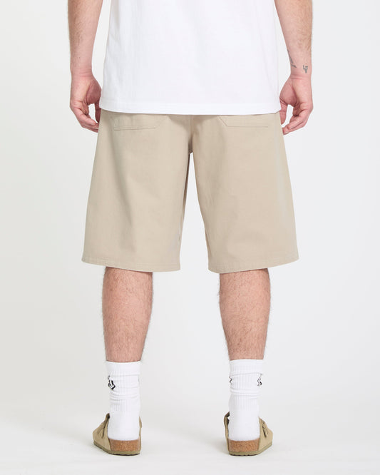 Chillow Pleat 24 in Elasticated Waist Chino Short - Light Khaki