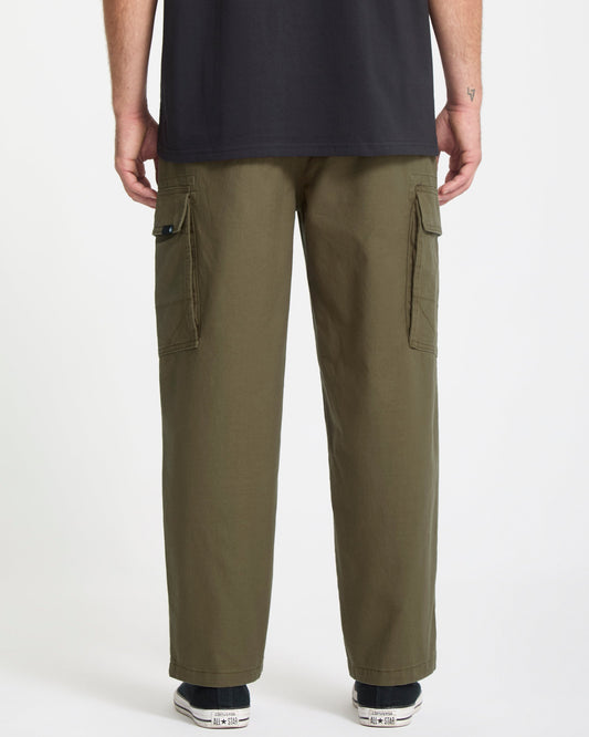 Billow Tapered Elasticated Waist Cargo Trousers - Sage Leaf