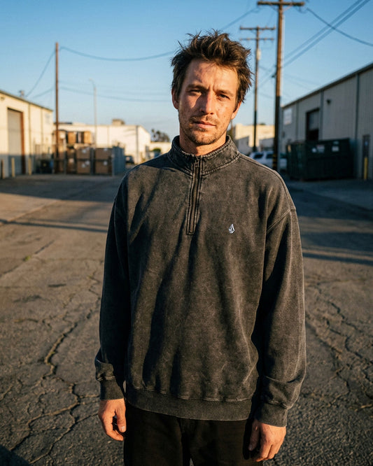 Single Stone Quarter Zip Sweatshirt - Light Acid Black