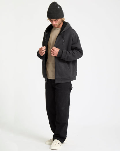 Single Stone Sherpa Lined Zip Hoodie - Heather Black