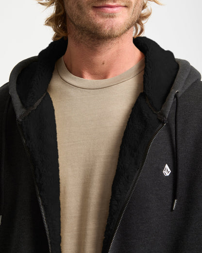 Single Stone Sherpa Lined Zip Hoodie - Heather Black