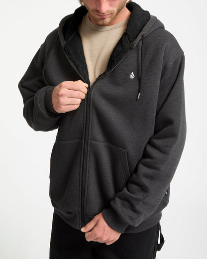Single Stone Sherpa Lined Zip Hoodie - Heather Black