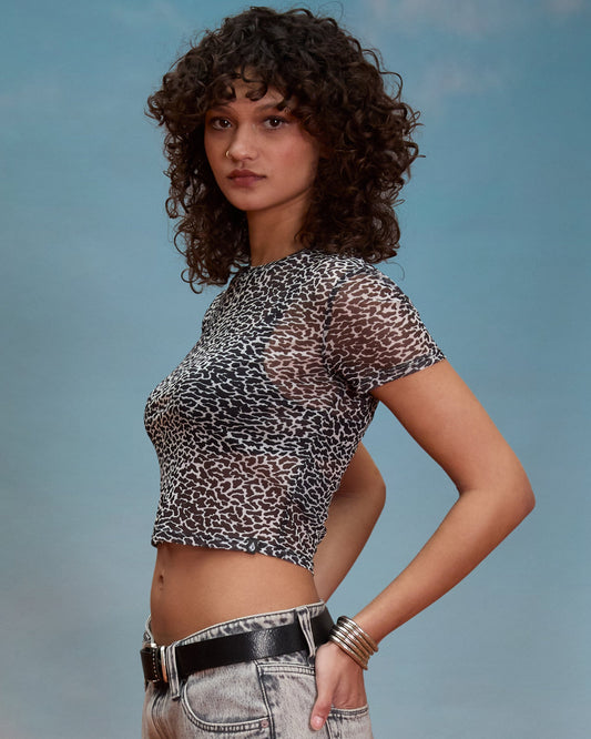 Rawly Knit Mesh Top - Black White