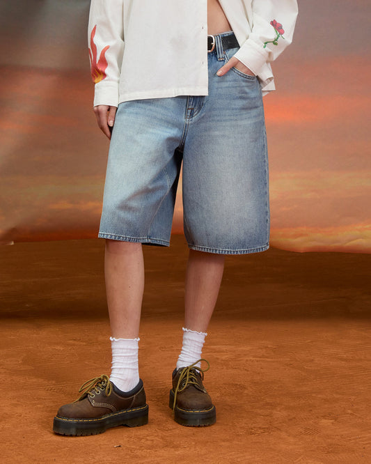 Beeggy Denim Short - Dusty Blue Wash