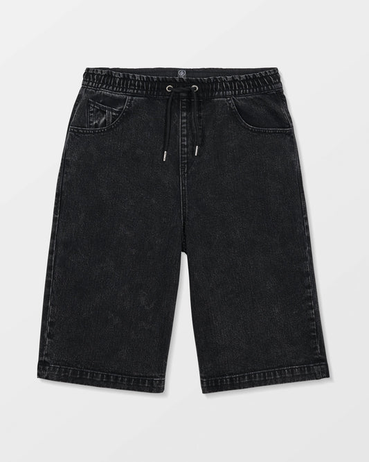 Freazy Loose Denim Elasticated Waist Short - Blackity Black - (KIDS)