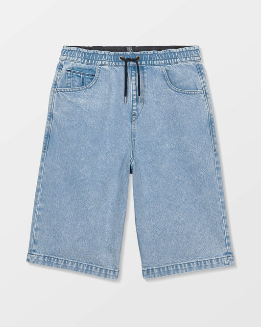 Freazy Loose Denim Elasticated Waist Short - Pale Aqua - (KIDS)