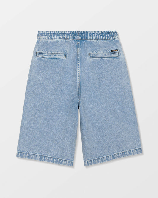 Freazy Loose Denim Elasticated Waist Short - Pale Aqua - (KIDS)