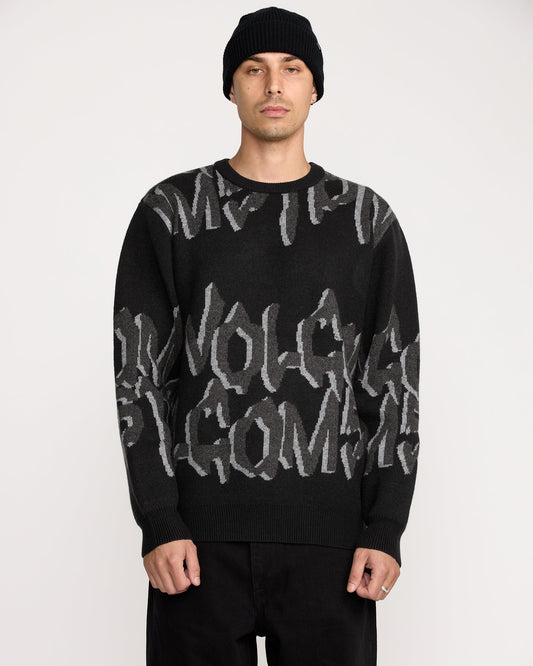 Stone Jacquard Sweater - Black